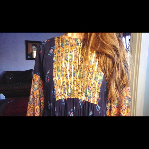 Boho Cost Plus World Market Sequined Peasant dress - Picture 6 of 7